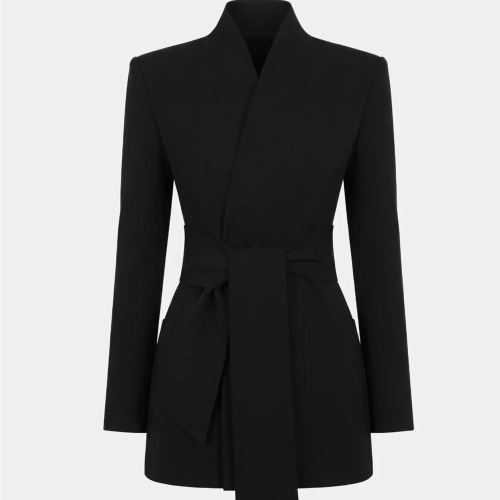 Black Belted Blazer Jacket - Women